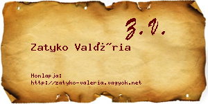 Zatyko Valéria névjegykártya